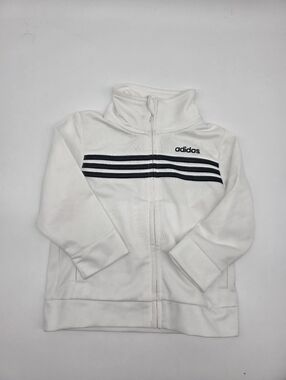 Adia White Kids Zip-Up Hoodie with Black Stripe Accents 12 Mos